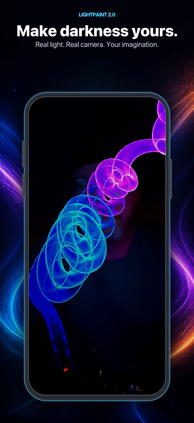 A finished spiral light painting created with LightPaint 2.0