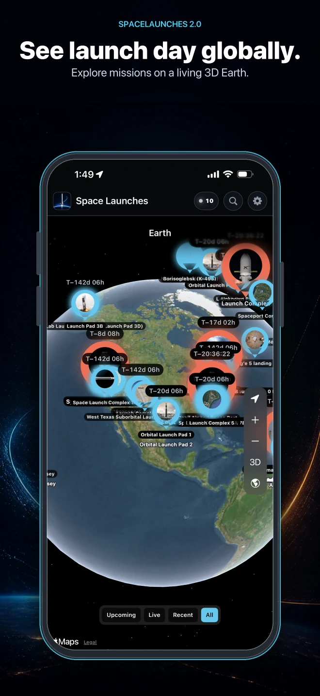 SpaceLaunches 2.0 global launch map