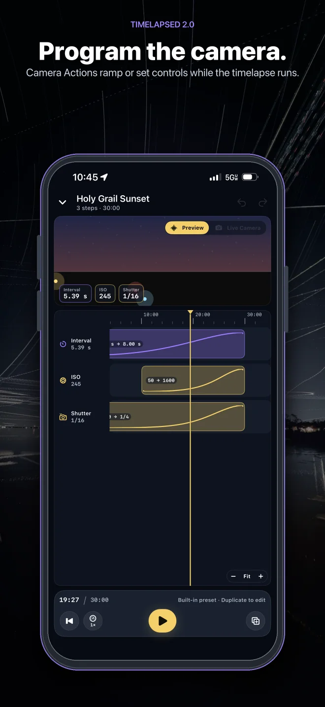 TimeLapsed 2.0 feature: Camera Actions