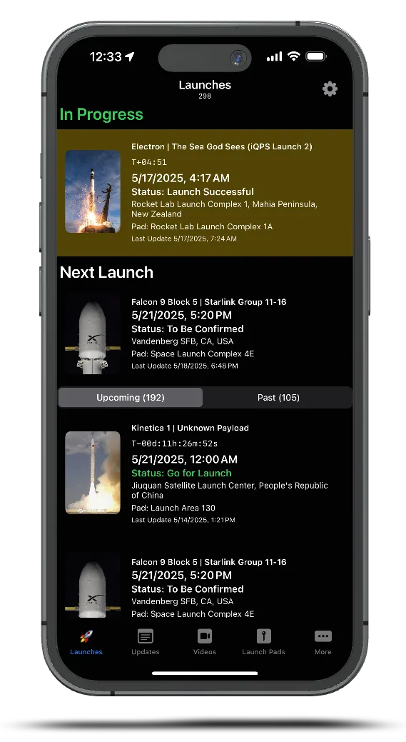 SpaceLaunches 1.0 iPhone home screen