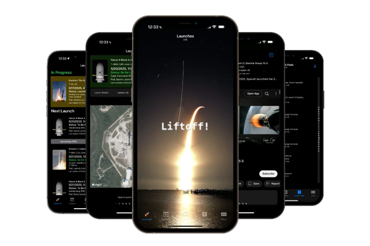 SpaceLaunches 1.0 product screens