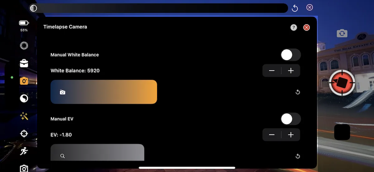 TimeLapsed color controls
